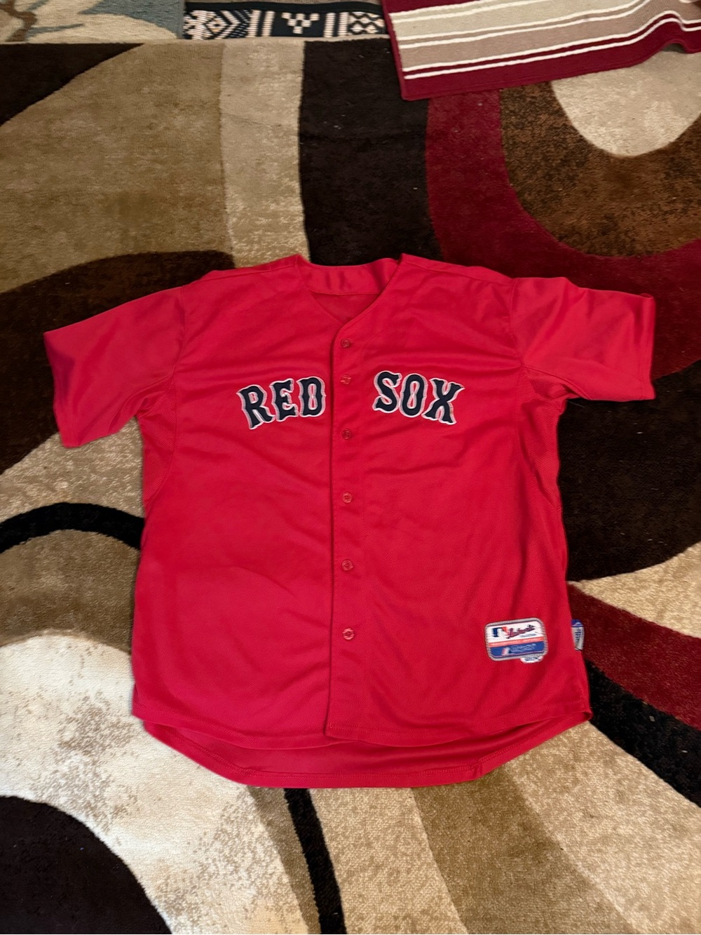 Majestic Red Boston Red Sox Button-Up alternate jersey awesome look size 54
